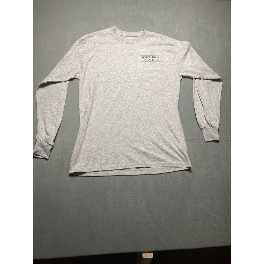 Southern Couture Long Sleeve Shirt Town‎ Christmas Tree Truck Gray Medium